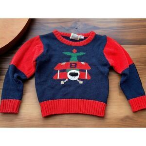 Vintage JG Hook Kids Toddler Size Small 3T Knit Sweater Airplane